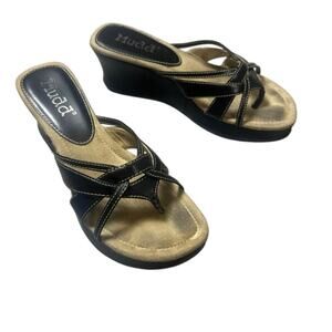 Mudd Y2K Black Wedge Sandals